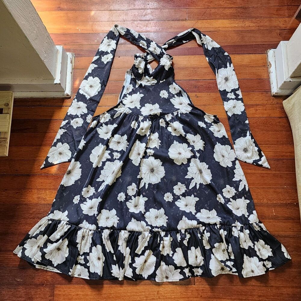 NEW By Tomorrow Floral Mock Neck Mini Dress - Size Medium - Picture 2 of 5